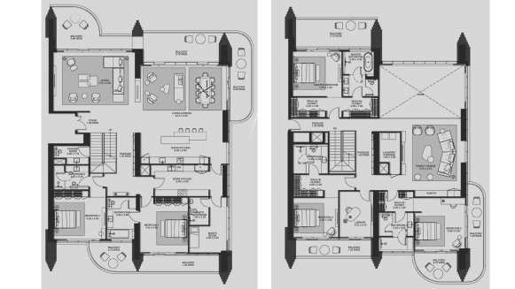 Penthouse floor plan, 5 bedrooms in Atelis at d3 No. 11017 (2D)